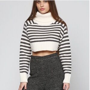 Zara - Stripped Cropped Turtleneck Sweater- Size Medium- NWOT